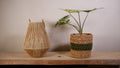 Cache-pot Sirocco — Jute tressé vert olive & naturel