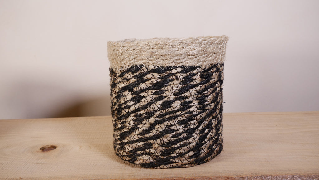 Cache-pot Alizé — Jute tressé naturel & noir