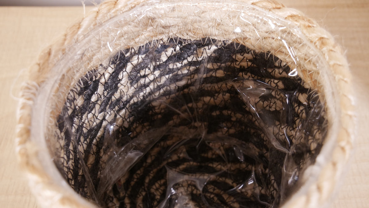 Cache-pot Alizé — Jute tressé naturel & noir